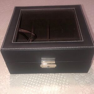 Red Envelope watch/jewelry case, stitched leather bound with locking mechanism